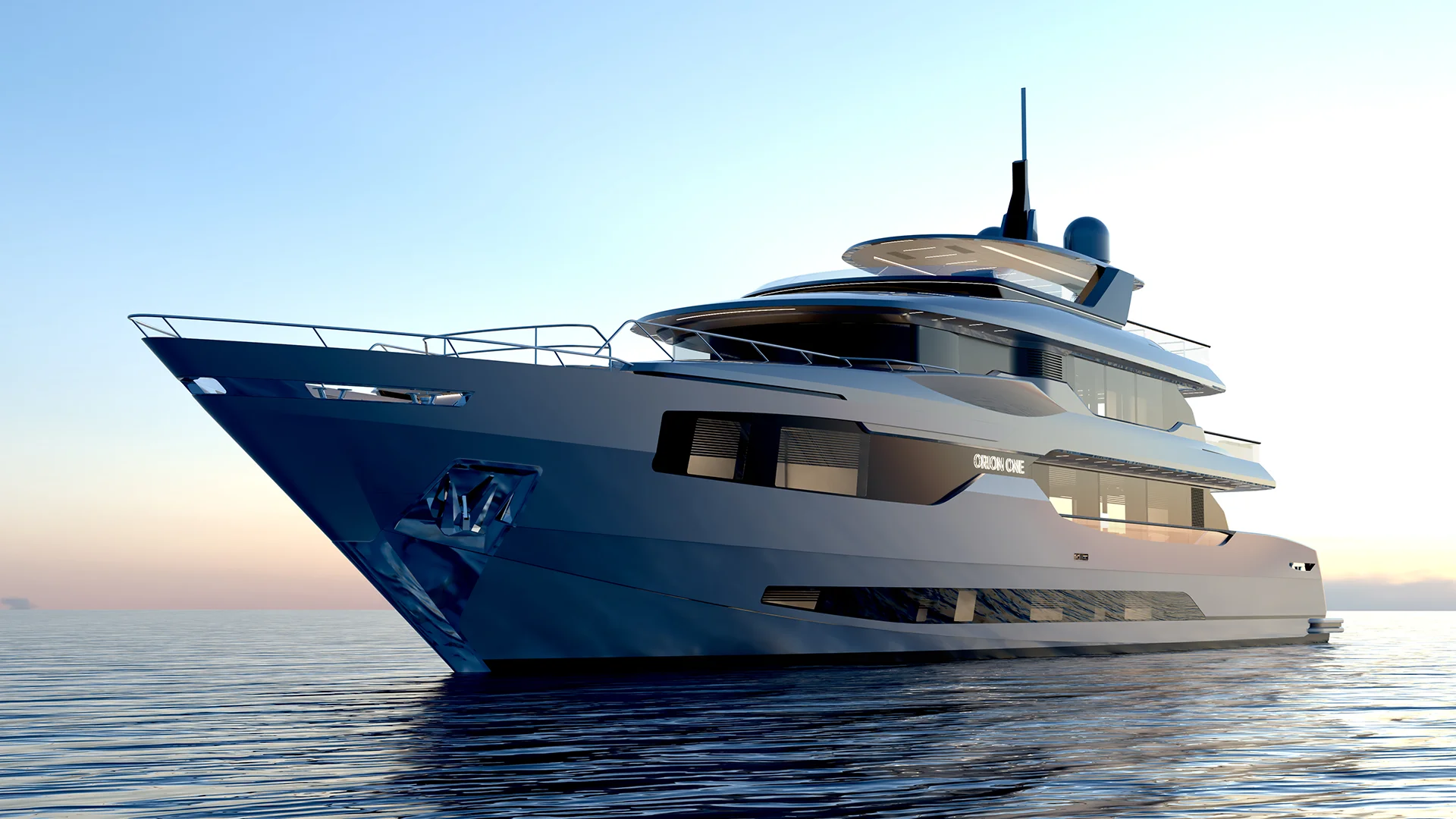 Orion One Superyacht — Night Exterior