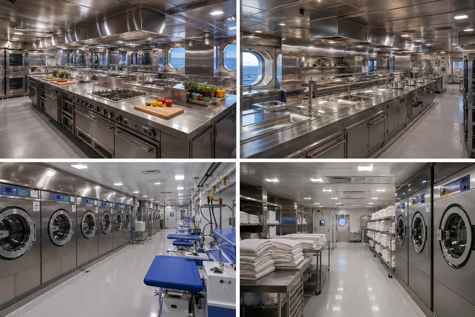 1200-passenger cruise liner industrial laundry and galley equipment supply