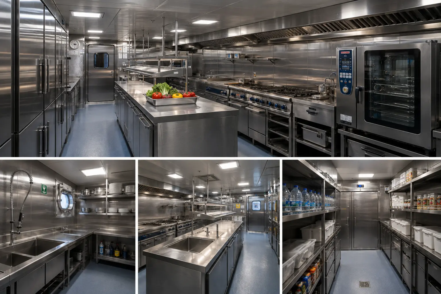 180m container ship crew galley renewal — mixed voltage electrical system refit, Izmir Turkey