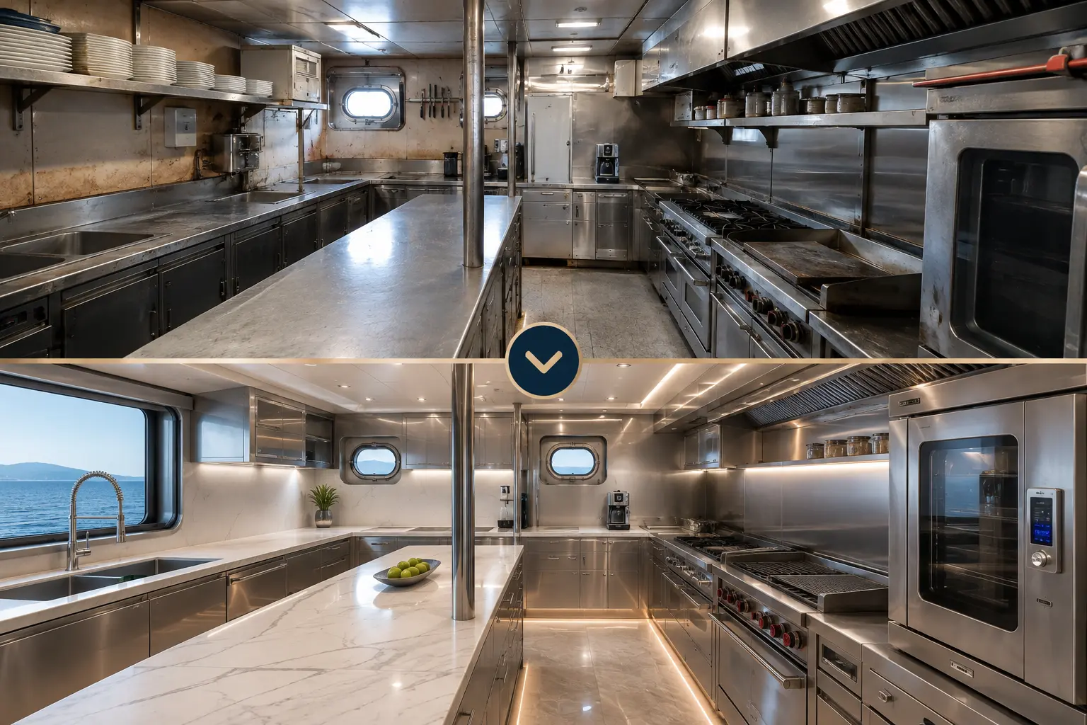 52m superyacht galley and laundry full refit â€” Vista Marine