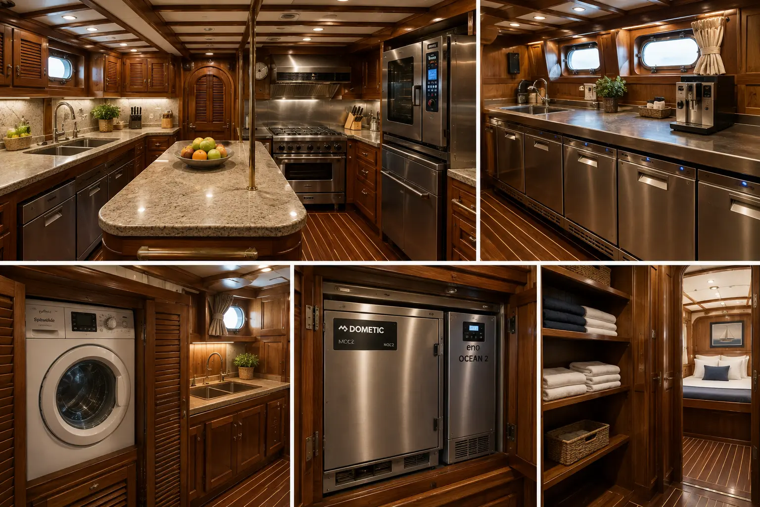 38m classic wooden gulet built 1994 — galley and laundry modernisation preserving original character, Aegean charter