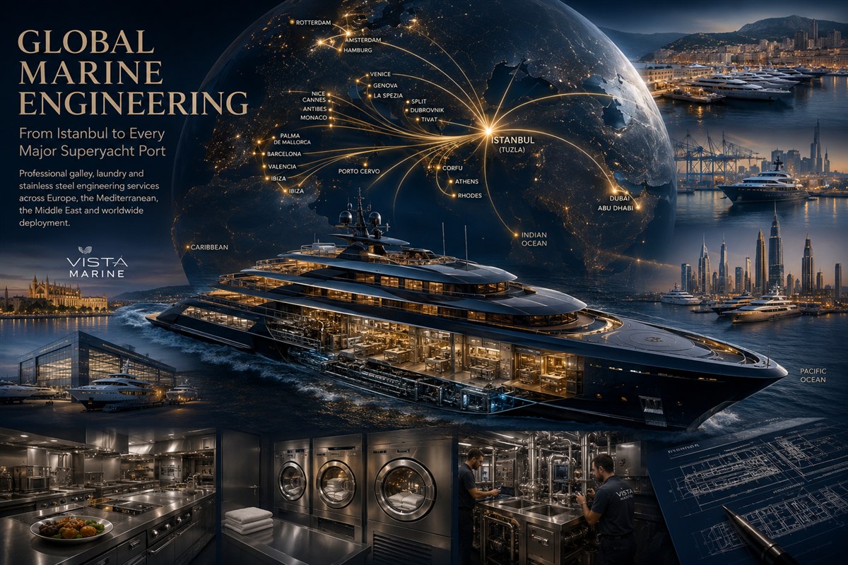 Superyacht exterior — contact Vista Marine galley and laundry specialists in Istanbul